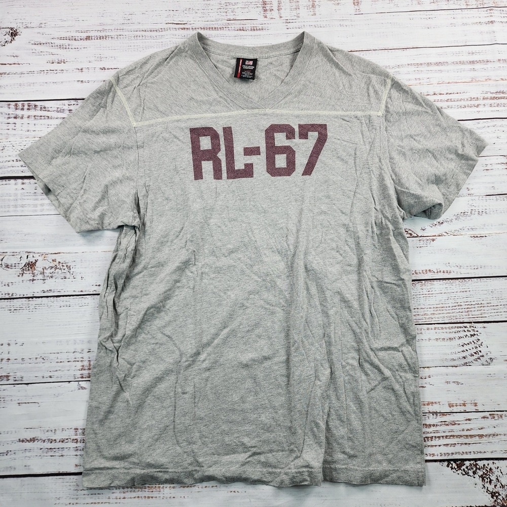 Vintage Polo Jeans Co Ralph Lauren RL-67 T-Shirt Mens XL Gray Football Jersey